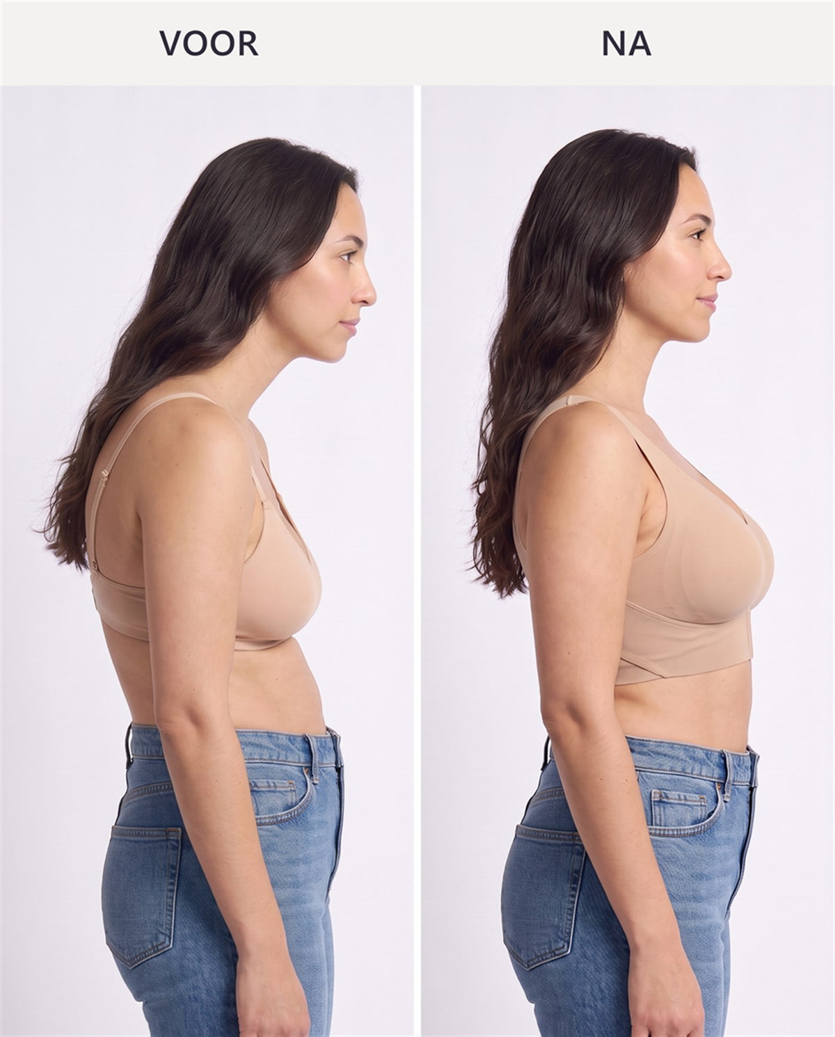SecondSkin Posture BH, houding voor en na