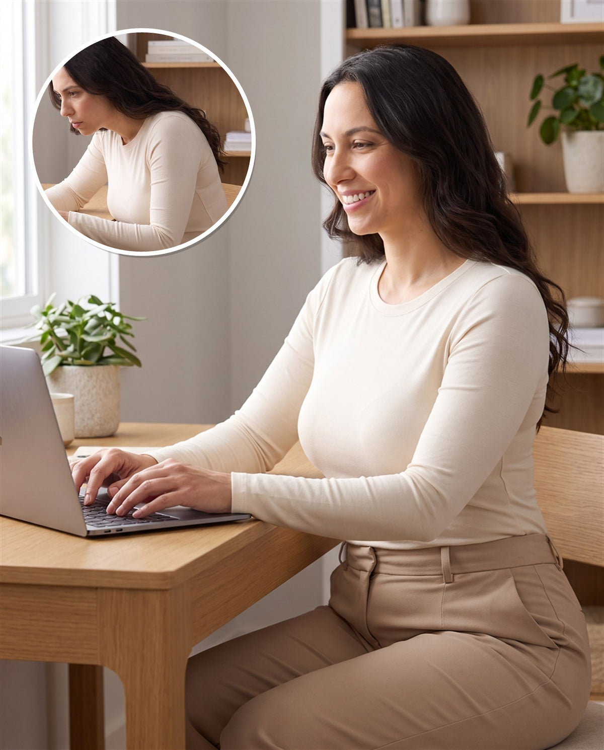 SecondSkin Posture BH, rechtop achter de laptop